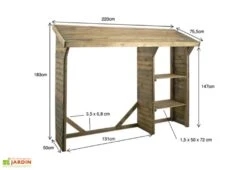 Abri Bûches à 2 Étagères Split (220 X 75,5 X 183 Cm) -Garanti Jardin Magasin abri buches 2 etageres split 220 x 75 5 x 183 cm jardipolys