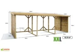 Abri Range-Bûches En Bois XXL - 16,7 M³ -Garanti Jardin Magasin abri buches xxl 520 x 217 x 206 cm jardipolys