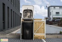 Cache-poubelle Simple En Acier Et Bois De Pin Traité 60 X 63 X 115 Cm -Garanti Jardin Magasin abri poubelle acier pin naturel