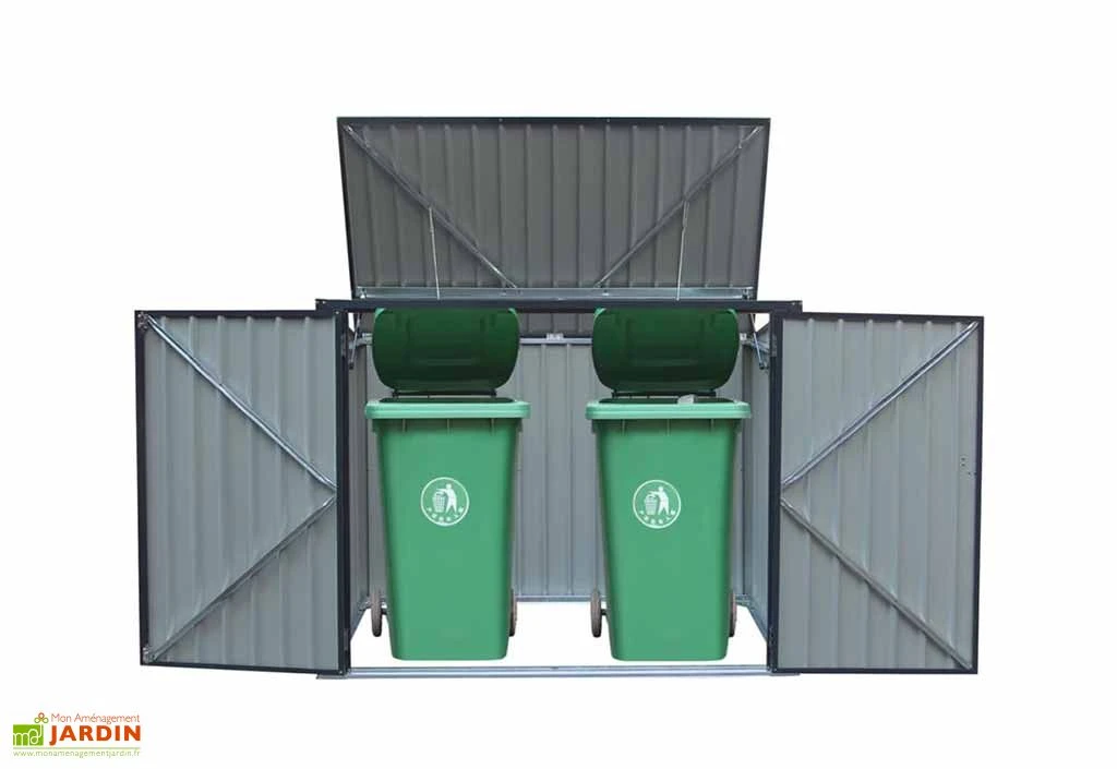 Cache-Poubelle Double En Acier 100 X 172 X 131 Cm 3 Cache-Poubelle Double En Acier 100 X 172 X 131 Cm