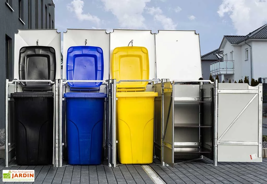 Cache-poubelles En Acier Et Composite Aluminium 278 X 80 X 115 Cm 5 Cache-poubelles En Acier Et Composite Aluminium 278 X 80 X 115 Cm – Image 3