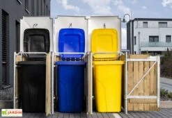 Cache-poubelle Triple En Acier Et Bois De Pin Traité 181 X 63 X 115 Cm -Garanti Jardin Magasin abri poubelle triple acier bois hide