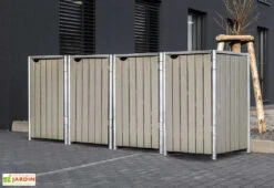 Cache-poubelles En Acier Et Bois De Pin Traité 241 X 63 X 115 Cm -Garanti Jardin Magasin abri poubelles acier bois gris