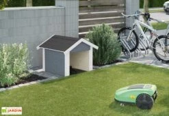 Abri Pour Robot Tondeuse En Bois D’épicéa 80 X 87 X 71 Cm -Garanti Jardin Magasin abri robot tondeuse bois gris weka