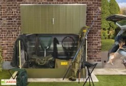 Coffre De Rangement Métal Vélos Vert (196x89x133) -Garanti Jardin Magasin abri velo acier galvanise vert trimetals 1