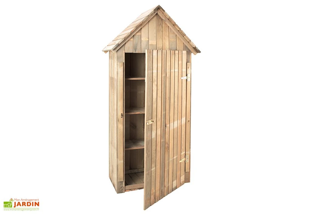 Armoire De Jardin En Bois L.93 X P.60 X H.193 Cm Ep.15 Mm - Wissant 3 Armoire De Jardin En Bois L.93 X P.60 X H.193 Cm Ep.15 Mm - Wissant