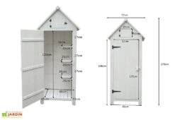 Armoire De Jardin En Bois FSC 10 Mm Blanc 179 Cm -Garanti Jardin Magasin armoire jardin bois blanc dimensions