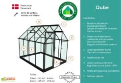 Halls Serre De Jardin En Aluminium Et Verre Trempé Qube 66 Noir 3,9 M² -Garanti Jardin Magasin avantage serre jardin aluminium verre qube halls