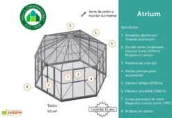 Serre De Jardin En Aluminium, Verre Et Polycarbonate Halls Atrium 9 M² -Garanti Jardin Magasin avantages serre jardin aluminium verre polycarbonate atrium halls 1
