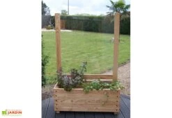 Bac à Fleurs Avec Treillis En Bois De Châtaignier Lasuré – Brise Vent