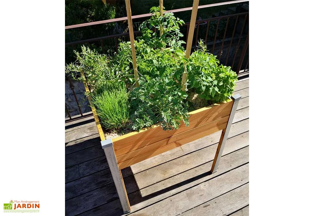 Bac Potager Sur Pieds En Bois Douglas Et Aluminium 65 X 60 X 80 Cm 4 Bac Potager Sur Pieds En Bois Douglas Et Aluminium 65 X 60 X 80 Cm – Image 2