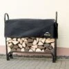 Porte-bûches En Acier Inoxydable Avec Housse En Polyester – 126 Cm -Garanti Jardin Magasin bucher en acier avec housse