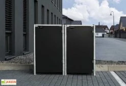 Cache-poubelle Double En Acier Et Composite Aluminium 139 X 80 X 115 Cm -Garanti Jardin Magasin cache poubelle double acier aluminium noir