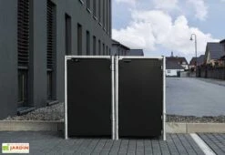 Cache-poubelle Double En Acier Et Composite Aluminium 120 X 63 X 115 Cm -Garanti Jardin Magasin cache poubelle double acier composite aluminium noir