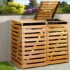 Cache-poubelle Double En Bois De Pin Traité 92 X 148 X 122 Cm 1 Cache-poubelle Double En Bois De Pin Traité 92 X 148 X 122 Cm -Garanti Jardin Magasin cache poubelle double bois pin miel