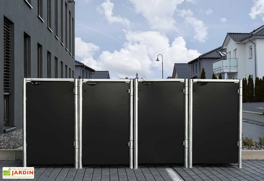 Cache-poubelles En Acier Et Composite Aluminium 278 X 80 X 115 Cm 4 Cache-poubelles En Acier Et Composite Aluminium 278 X 80 X 115 Cm – Image 2