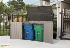 Lifetime Coffre De Rangement Extérieur En Résine Effet Bois - 2407 L -Garanti Jardin Magasin cache poubelle resine lifetime