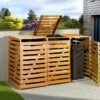 Cache-poubelle En Bois De Pin Traité 92 X 219 X 122 Cm (3 Poubelles) -Garanti Jardin Magasin cache poubelle triple bois weka
