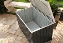 Coffre De Jardin En Métal Gris Anthracite Duramax - 174 X 73 X 73 Cm -Garanti Jardin Magasin coffre de rangement metal 130 2 1