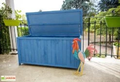 Coffre De Rangement En Bois Lasuré Bleu 127 X 55 Cm