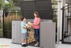 Lifetime Coffre De Rangement Extérieur En Résine Effet Bois - 2407 L -Garanti Jardin Magasin coffre jardin bucher resine lifetime