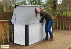 Coffre De Rangement Design En Métal PatioBox 135x78,5x72cm (4 Coloris) -Garanti Jardin Magasin coffre rangement jardin metal acier galvanise trimetals patiobox s 3 2