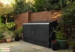 Coffre De Rangement Métal Storeguard Anthracite (196x89x113) -Garanti Jardin Magasin coffre rangement metal trim 1