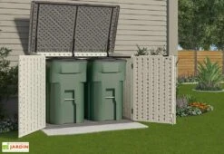 Coffre De Rangement PVC Poubelles Multifonctions Suncast -Garanti Jardin Magasin coffre rangement resine pvc cache poubelle 3
