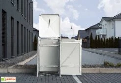 Cache-poubelle Simple En Acier Et Composite Aluminium 60 X 63 X 115 Cm -Garanti Jardin Magasin couvercle poubelle exterieur acier composite aluminium noir