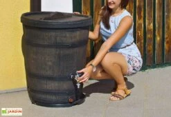 Roto Cuve De Récupération D’Eau De Pluie 130 L Tonneau Imitation Bois -Garanti Jardin Magasin cuve recuperateur eau pluie tonneau imitation bois 1