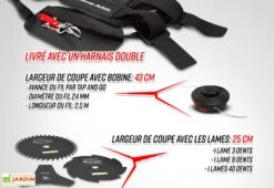 Débroussailleuse Thermique 52 CC + 3 Lames -Garanti Jardin Magasin debrousailleuse thermique lames 25cm bobines 43cm