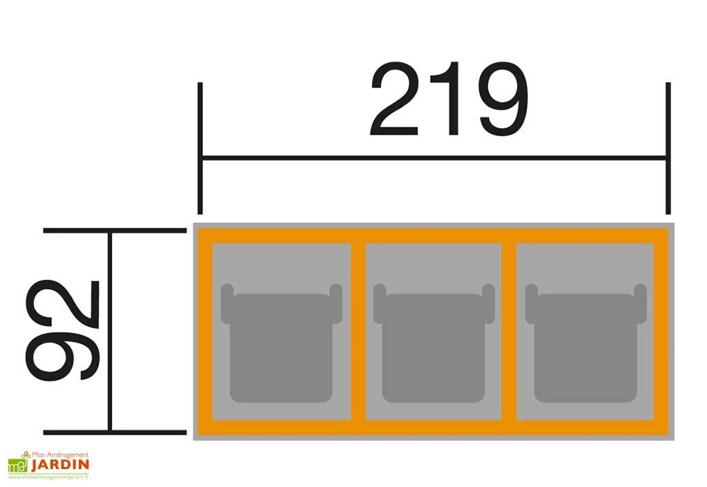 Cache-poubelle En Bois De Pin Traité 92 X 219 X 122 Cm (3 Poubelles) 4 Cache-poubelle En Bois De Pin Traité 92 X 219 X 122 Cm (3 Poubelles) – Image 2