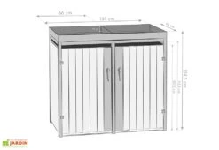 Cache Poubelle Extérieur Double Inox Imitation Bois – 2x 240 Litres -Garanti Jardin Magasin dimensions cache poubelle westmann wmhhwtc 51