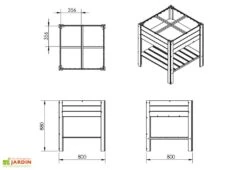 Carré Potager En Bois Autoclave Sur Pieds 80 X 80 Cm H. 88 Cm - Rezekne -Garanti Jardin Magasin dimensions carre potager bois sureleve ekju 253394
