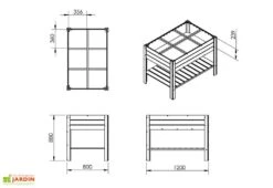 Carré Potager En Bois Autoclave Sur Pieds 120 X 80 Cm H. 88 Cm - Ventspils -Garanti Jardin Magasin dimensions carre potager bois sureleve ekju 253478