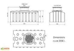 Cuve De Récupération D’eau De Pluie Enterrée – 2000 L Plate -Garanti Jardin Magasin dimensions cuve 2000l greenlife