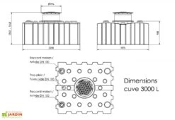 Cuve De Récupération D’eau De Pluie Enterrée – 3000 L Plate -Garanti Jardin Magasin dimensions cuve 3000l greenlife