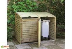 Cache Poubelle Double En Bois Traité Dioica -Garanti Jardin Magasin double cache poubelle dioica jardipolys