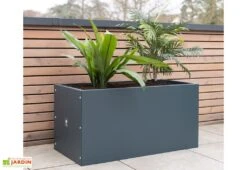 Jardinière Rectangulaire En Métal Thermolaqué Gris Anthracite