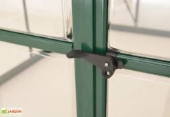 Serre De Jardin En Aluminium Et Polycarbonate Balance – Vert -Garanti Jardin Magasin fermeture porte serre aluminium vert polycarbonate balance