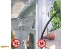 Serre De Jardin Adossée En Verre Lams 0,9 M² - Melissa Alu Naturel -Garanti Jardin Magasin garantie joints structure alu serre lams