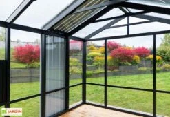 Serre De Jardin En Bois Et Verre Trempé Avec Panneaux Occultants – Hortensia -Garanti Jardin Magasin interieur serre jardin bois verre trempe stali