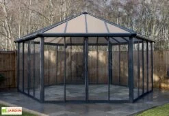 Jardin D’Hiver GARDA Gris Anthracite 5,95 X 5,17 X 3,32 M -Garanti Jardin Magasin jardin hiver aluminium tonnelle garda palram 19m2 2