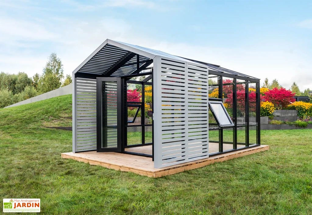 Serre De Jardin En Bois Et Verre Trempé Avec Panneaux Occultants – Lilas 4 Serre De Jardin En Bois Et Verre Trempé Avec Panneaux Occultants – Lilas – Image 2