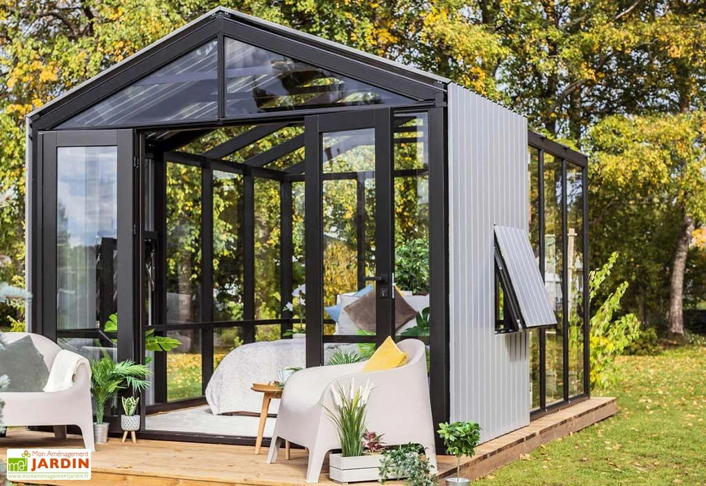Serre De Jardin Bois Et Verre Trempé Avec Panneaux Occultants – Hibiscus 6 Serre De Jardin Bois Et Verre Trempé Avec Panneaux Occultants – Hibiscus – Image 4