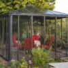 Jardin D’Hiver En Aluminium Et Polycarbonate 9 M² – LEDRO 3000 -Garanti Jardin Magasin jardin hiver gris anthracite gazebo carre longueur 295cm ou 360cm 1