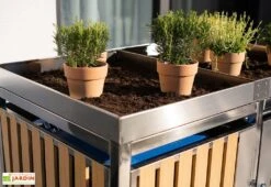 Cache Poubelle Extérieur Double Inox Imitation Bois – 2x 240 Litres -Garanti Jardin Magasin jardiniere cache poubelle westmann wmhhwtc 51