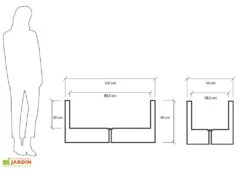 Jardinière Rectangulaire En Polyéthylène Atlantis 100 Cm (pls Coloris) -Garanti Jardin Magasin jardiniere plastique rotomoule double paroi 100cm couleurs 1