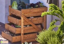 Légumier En Bois Autoclave Brun 4 Tiroirs - 50 X 54 X 60 Cm -Garanti Jardin Magasin legumier 4 compartiments bois