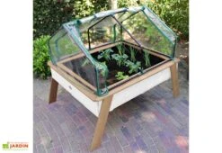 Axi Table De Culture En Bois De Hemlock + Bâche Plastique - 110 X 93 X 99 Cm -Garanti Jardin Magasin mini serre sur pieds bois blanc